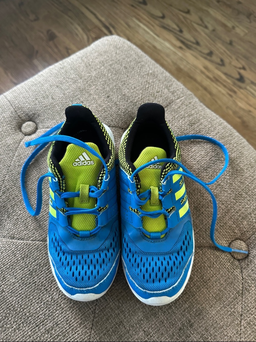 adidas Kids Bright Blue & Lime Athletic Sneakers